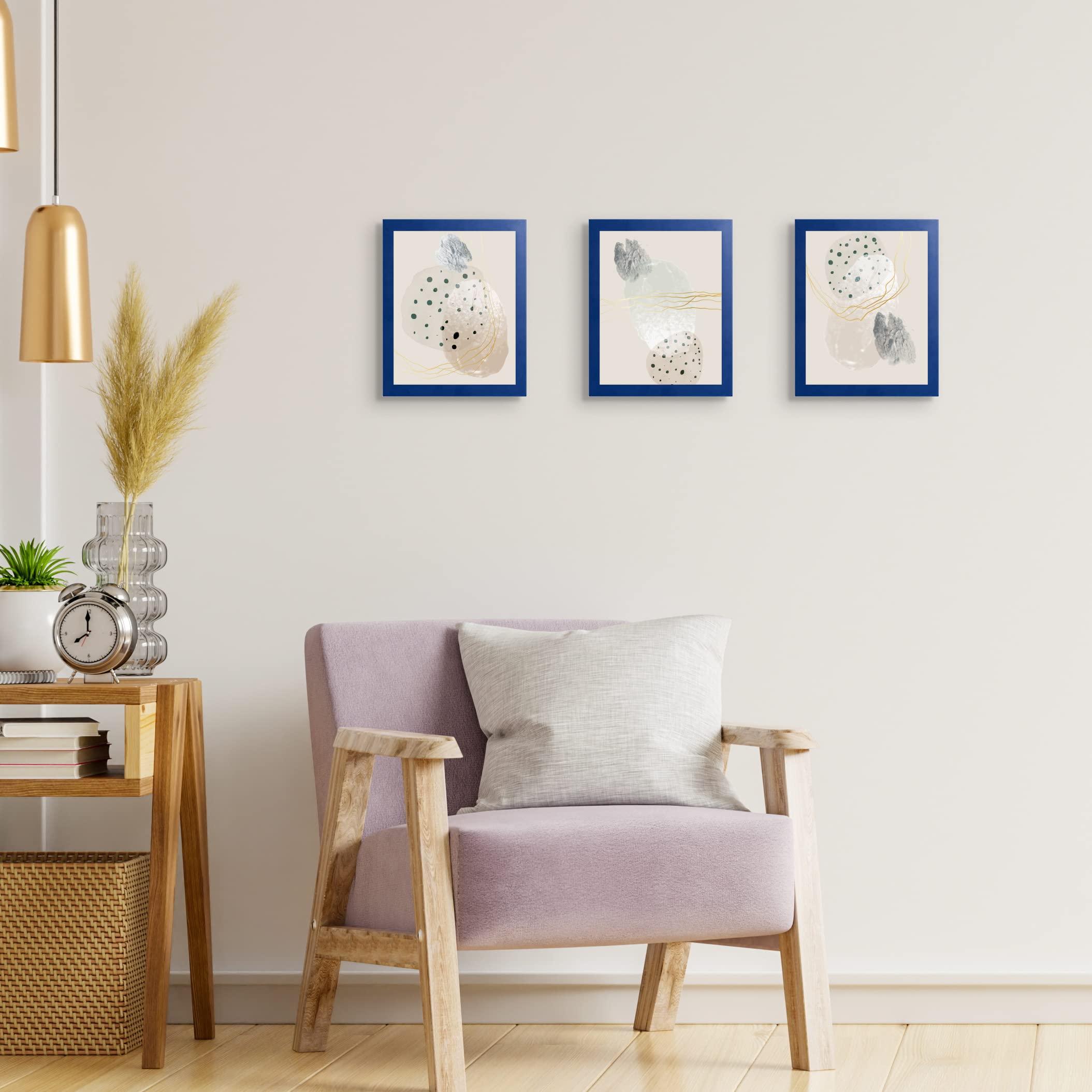 wyooxoo 8x10 Picture Frame Set of 2 Dark blue Made of Solid Wood Photo Frames Display Pictures 5x7 with Mat or 8x10 Without Mat